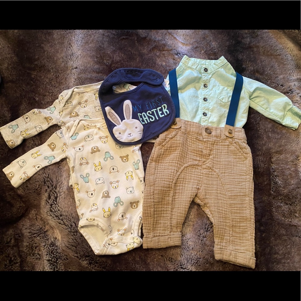 SOLD! Baby Boy Easter outfit infant 0-3, 3 Months mixed set Carters Cat and Jack